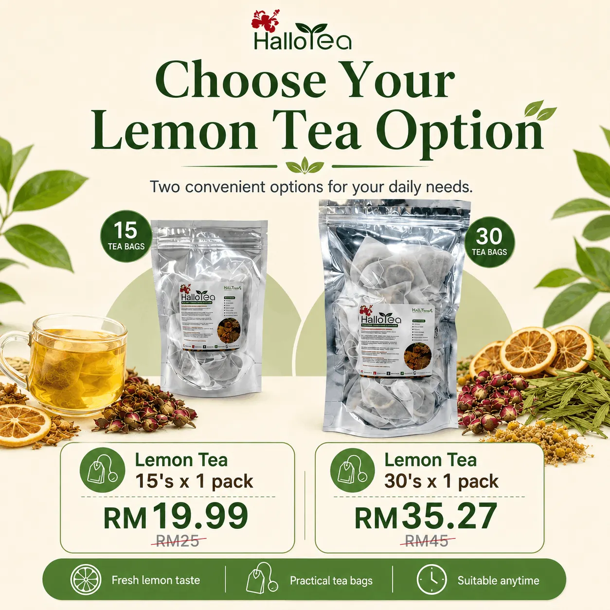 Hallo Dried Herbs Natural Lemon Tea angle 4